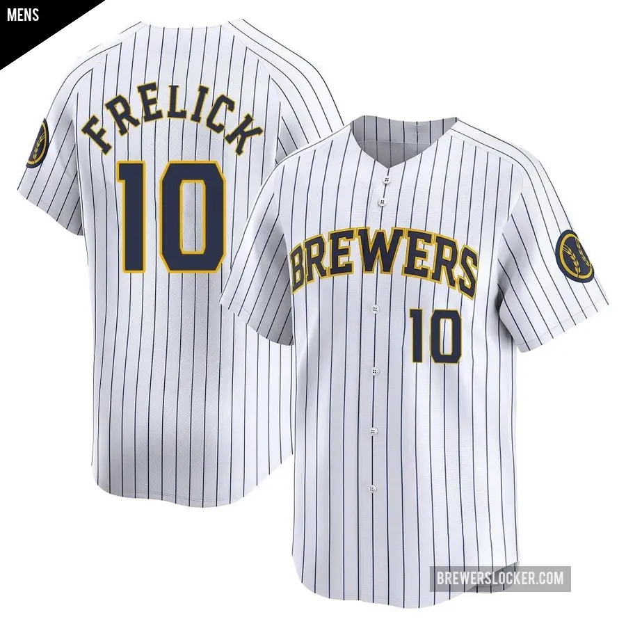 Men's Milwaukee Brewers ＃10 Sal Frelick Limited White Alternate Jersey