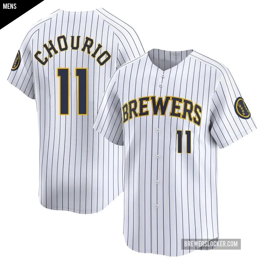 Men's Milwaukee Brewers ＃11 Jackson Chourio Limited White Alternate Jersey