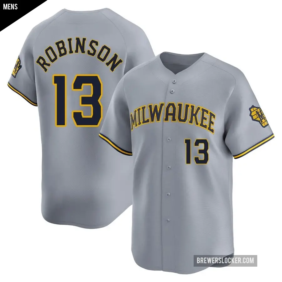 Men's Milwaukee Brewers ＃13 Glenn Robinson Limited Gray Away Jersey