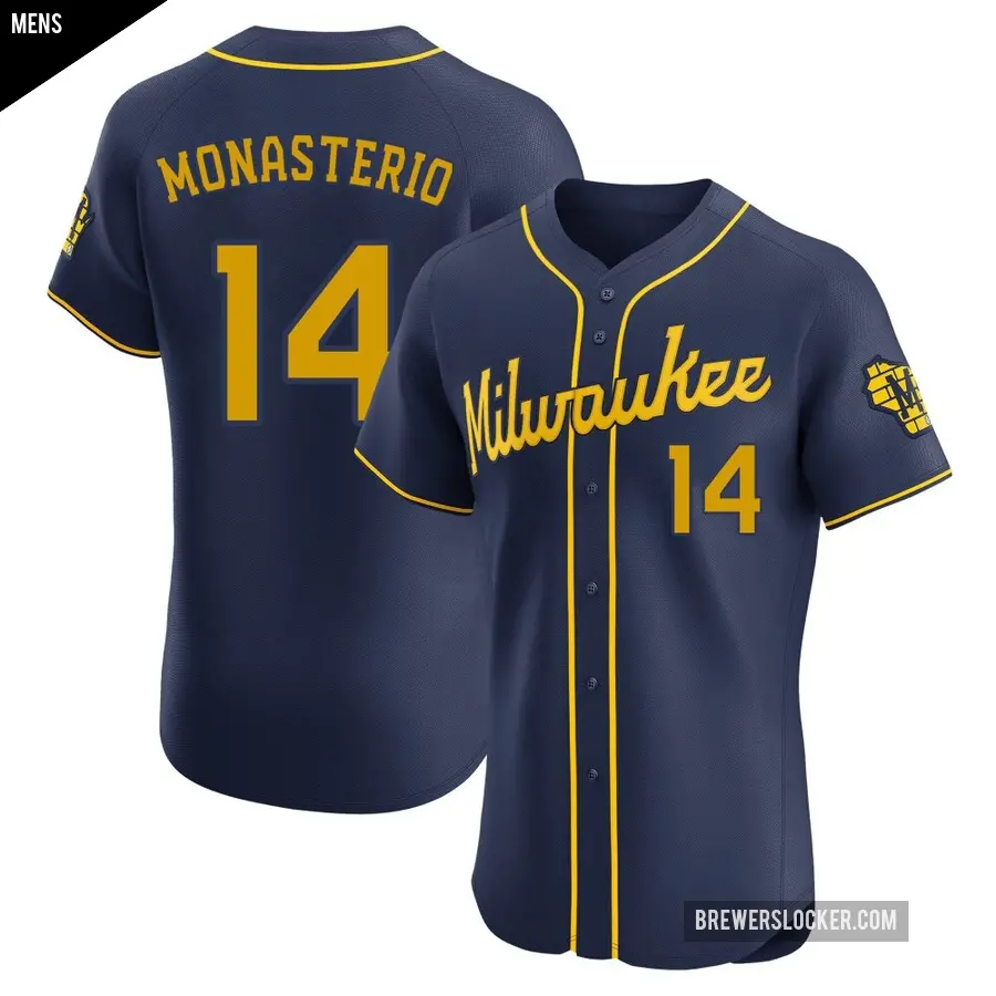 Men's Milwaukee Brewers ＃14 Andruw Monasterio Elite Navy Alternate Jersey