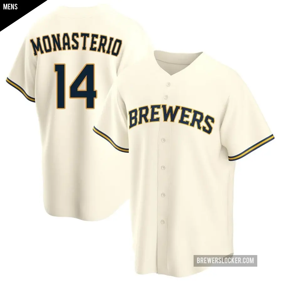 Men's Milwaukee Brewers ＃14 Andruw Monasterio Replica Cream Home Jersey