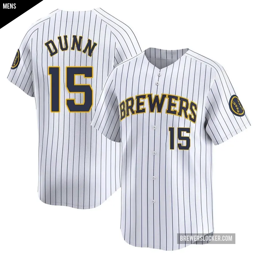 Men's Milwaukee Brewers ＃15 Oliver Dunn Limited White Alternate Jersey