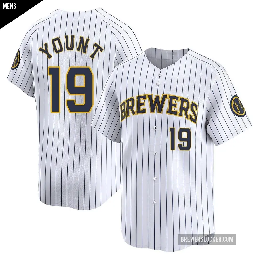 Men's Milwaukee Brewers ＃19 Robin Yount Limited White Alternate Jersey