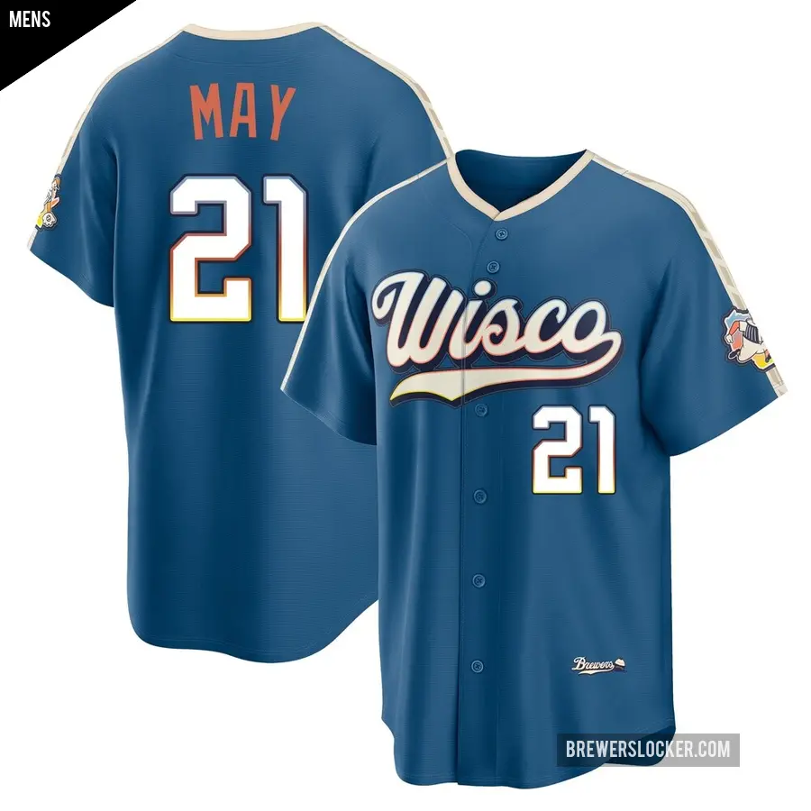 Men's Milwaukee Brewers ＃21 Dustin May Limited Blue Mineral 2026 City Connect Stadium Jersey
