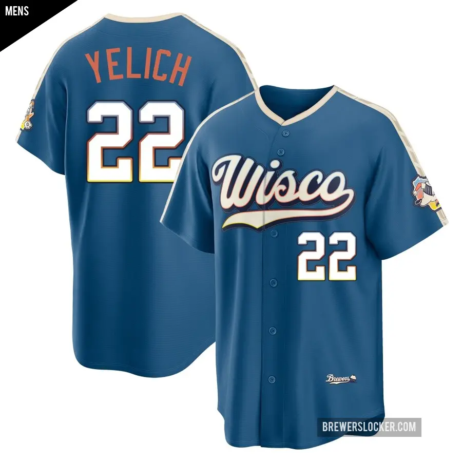 Men's Milwaukee Brewers ＃22 Christian Yelich Limited Blue Mineral 2026 City Connect Stadium Jersey