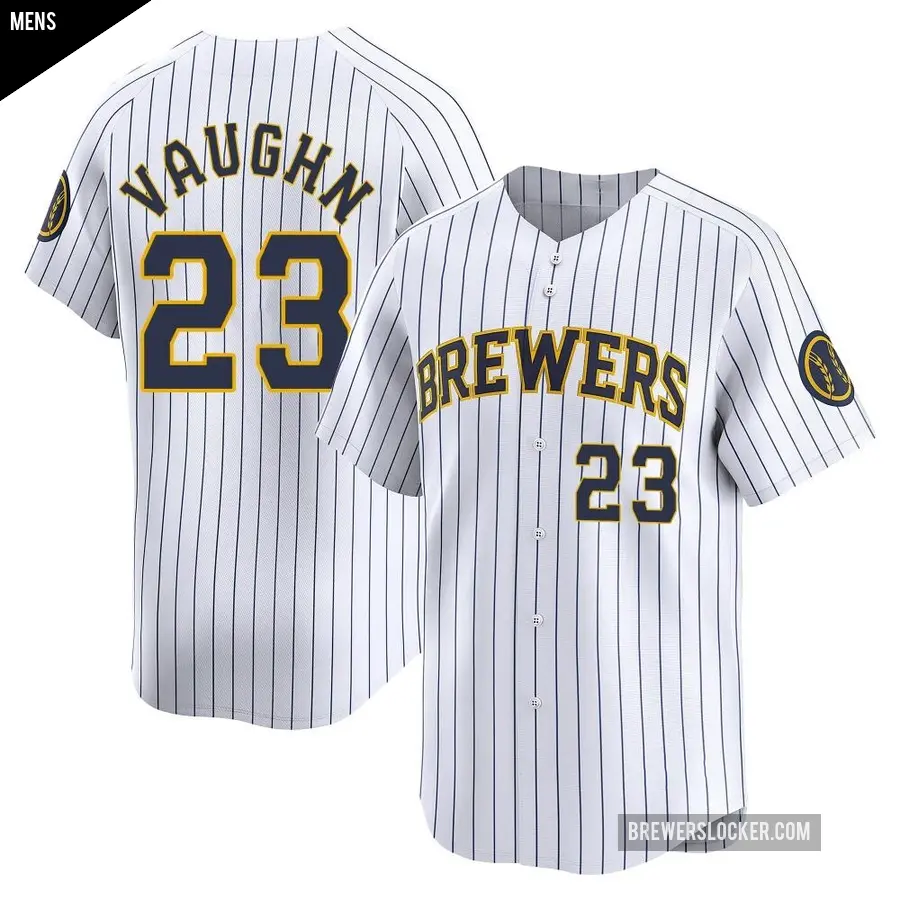 Men's Milwaukee Brewers ＃23 Greg Vaughn Limited White Alternate Jersey