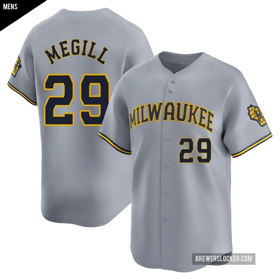 Men's Milwaukee Brewers ＃29 Trevor Megill Limited Gray Away Jersey
