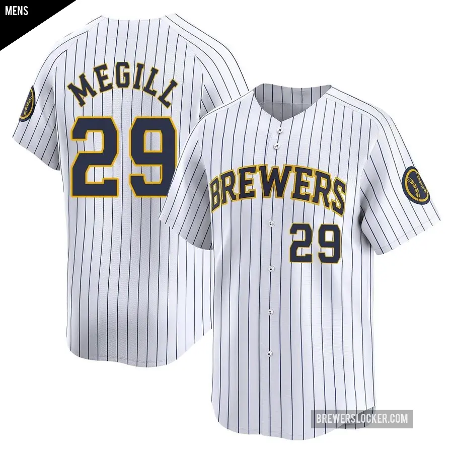 Men's Milwaukee Brewers ＃29 Trevor Megill Limited White Alternate Jersey