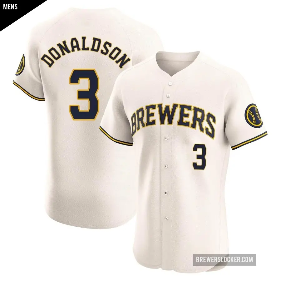 Men's Milwaukee Brewers ＃3 Josh Donaldson Elite Cream Home Jersey