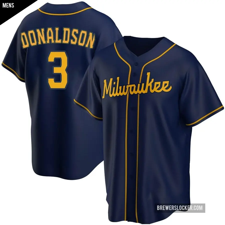 Men's Milwaukee Brewers ＃3 Josh Donaldson Replica Navy Alternate Jersey