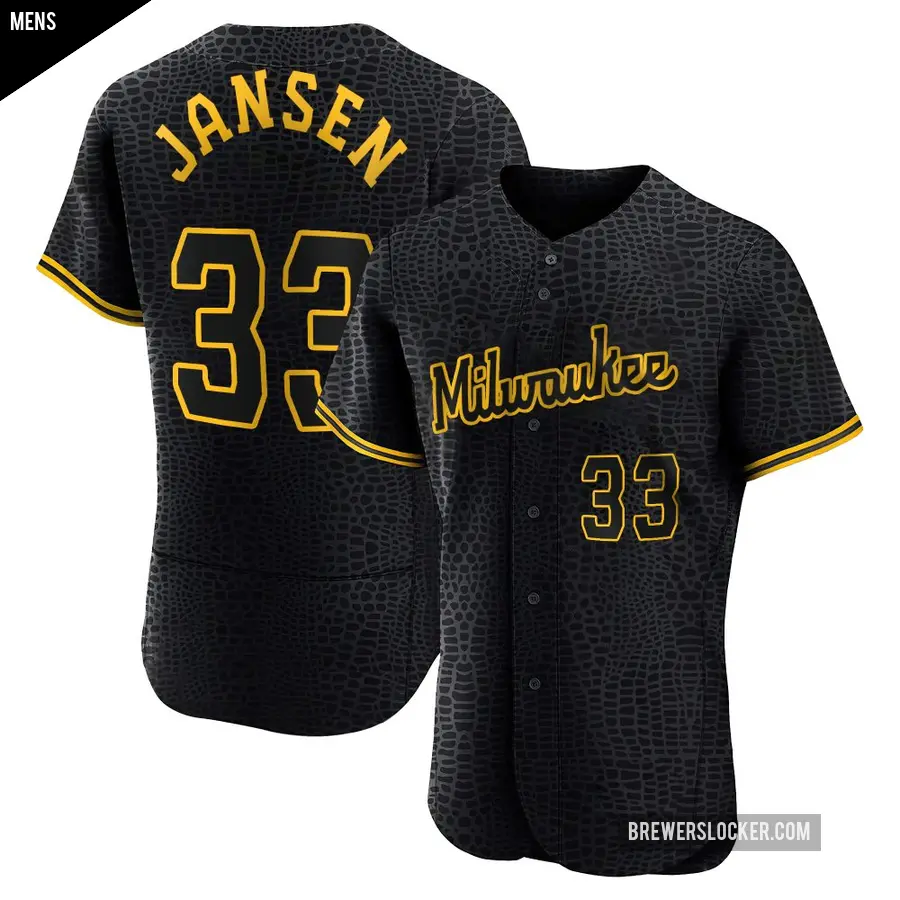 Men's Milwaukee Brewers ＃33 Danny Jansen Authentic Black Snake Skin City Jersey