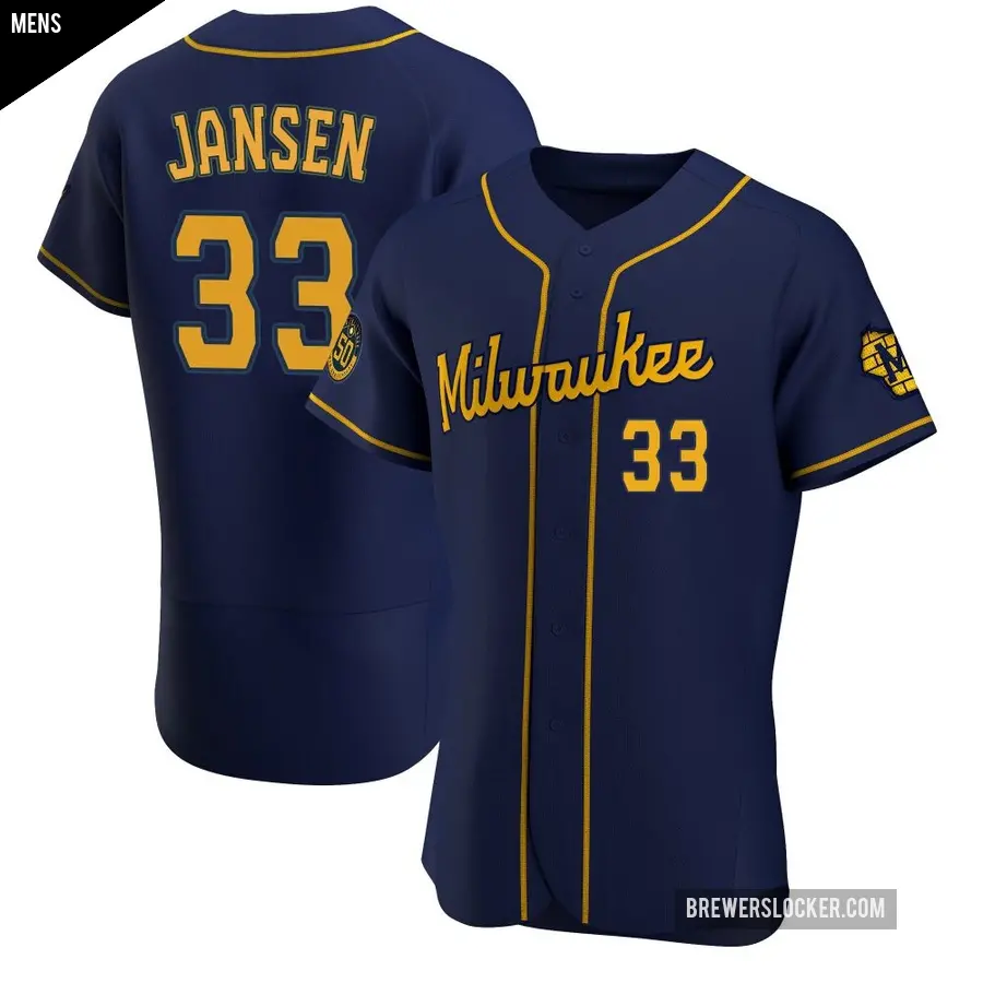 Men's Milwaukee Brewers ＃33 Danny Jansen Authentic Navy Alternate Jersey