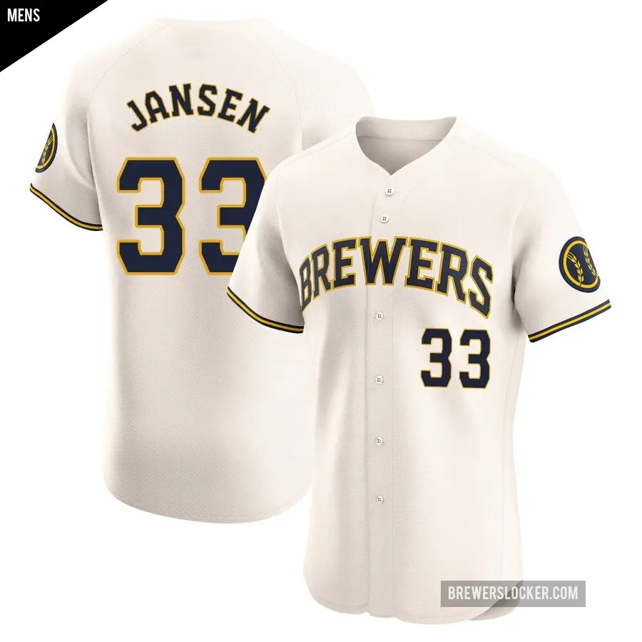 Men's Milwaukee Brewers ＃33 Danny Jansen Elite Cream Home Jersey