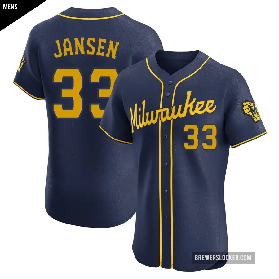 Men's Milwaukee Brewers ＃33 Danny Jansen Elite Navy Alternate Jersey
