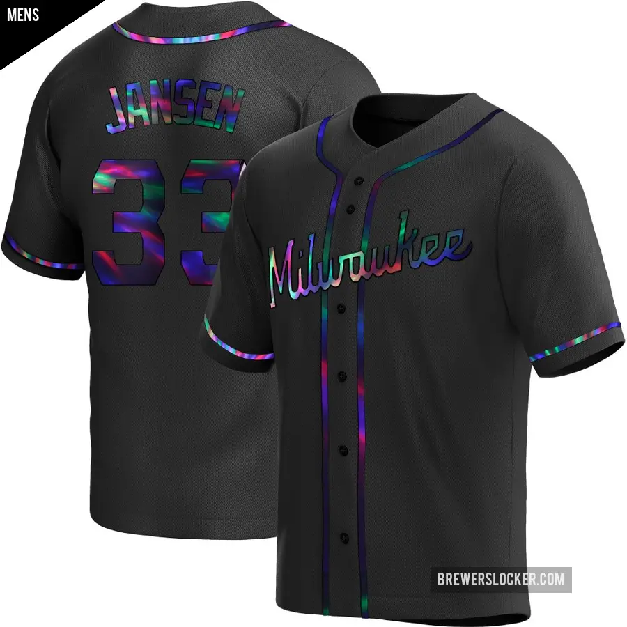 Men's Milwaukee Brewers ＃33 Danny Jansen Replica Black Holographic Alternate Jersey