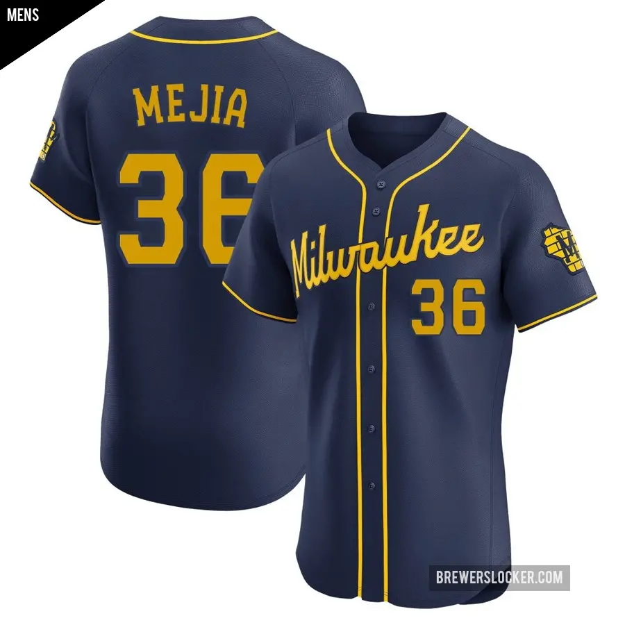 Men's Milwaukee Brewers ＃36 J.C. Mejia Elite Navy Alternate Jersey