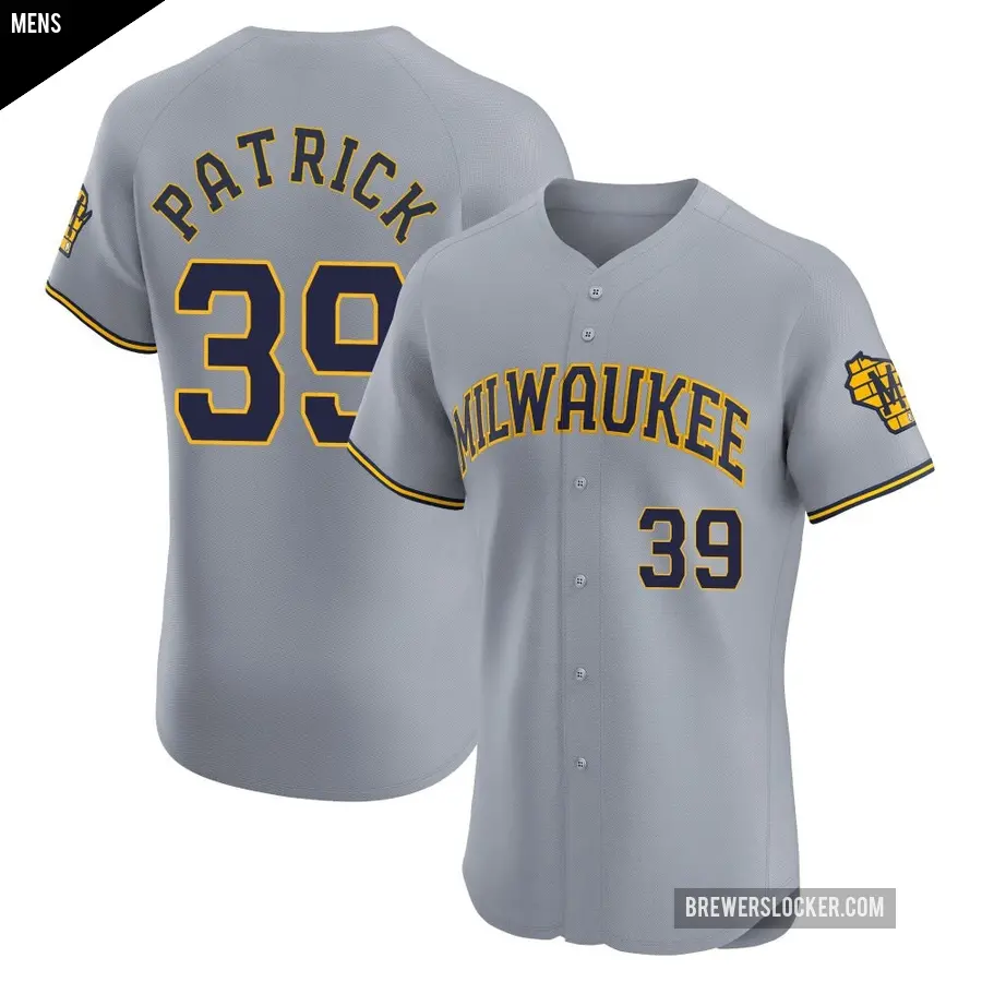 Men's Milwaukee Brewers ＃39 Chad Patrick Elite Gray Road Jersey