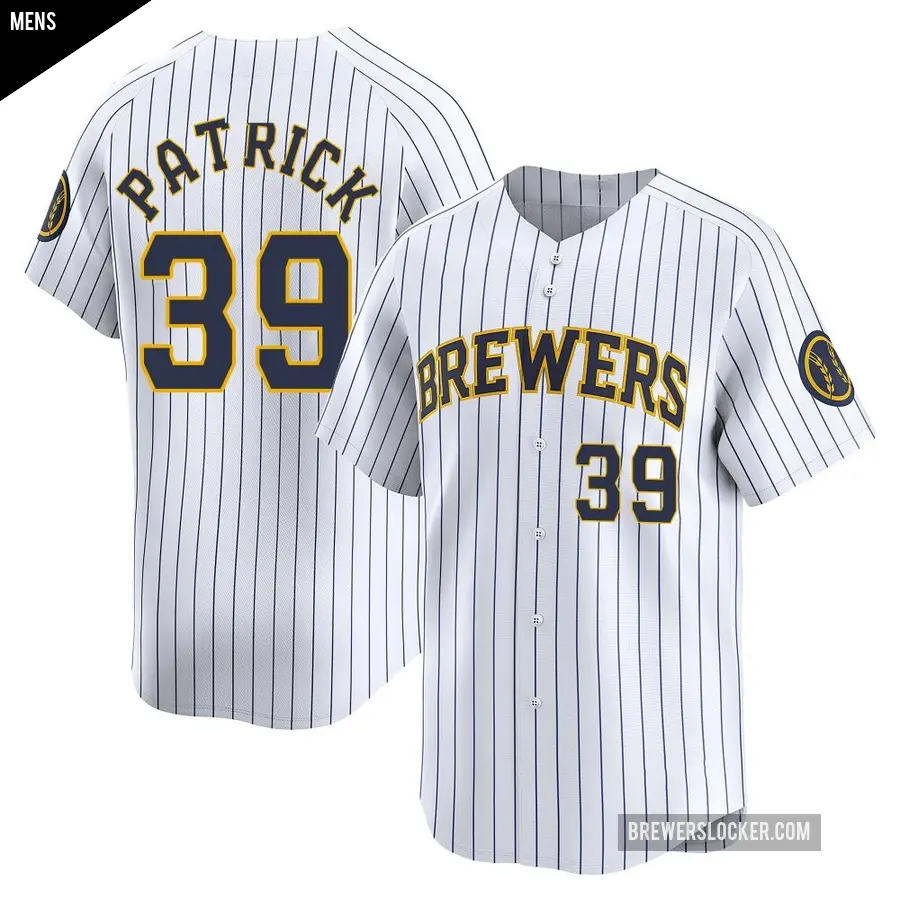 Men's Milwaukee Brewers ＃39 Chad Patrick Limited White Alternate Jersey