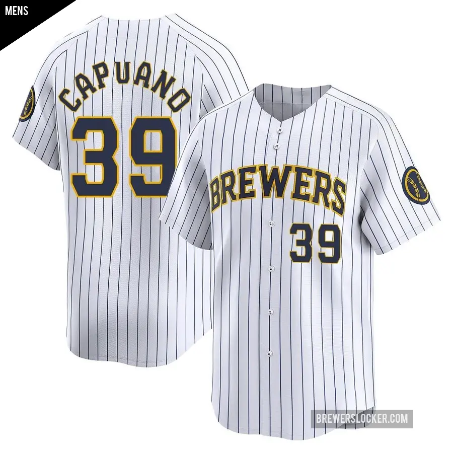 Men's Milwaukee Brewers ＃39 Chris Capuano Limited White Alternate Jersey