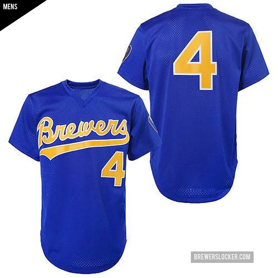 Men's Milwaukee Brewers ＃4 Paul Molitor Replica Blue 1991 Throwback Jersey