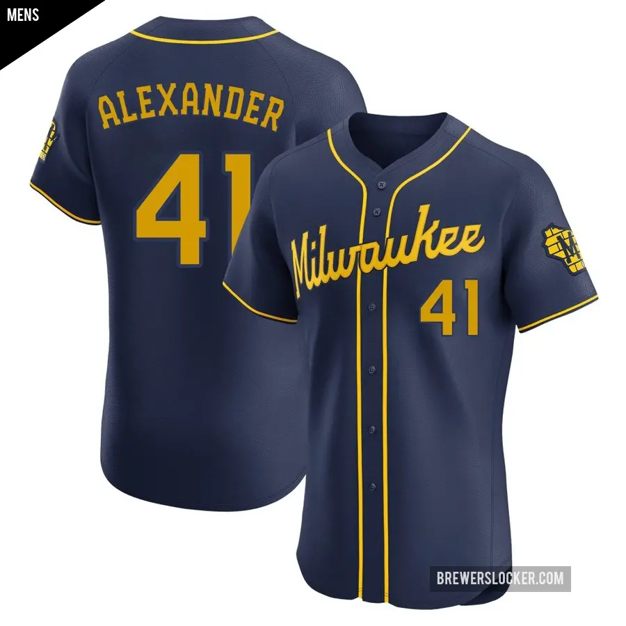 Men's Milwaukee Brewers ＃41 Jason Alexander Elite Navy Alternate Jersey