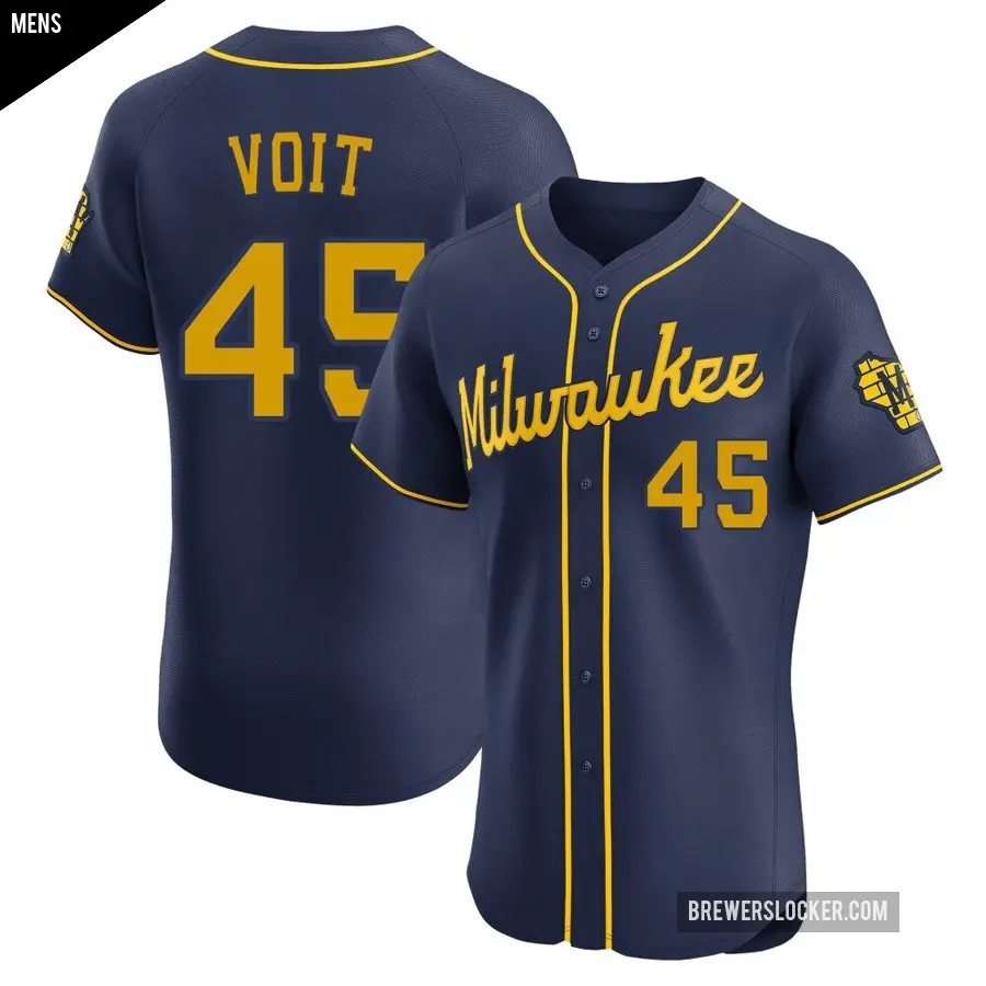 Men's Milwaukee Brewers ＃45 Luke Voit Elite Navy Alternate Jersey