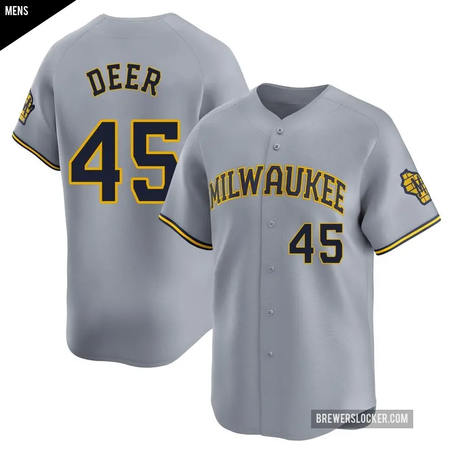 Men's Milwaukee Brewers ＃45 Rob Deer Limited Gray Away Jersey