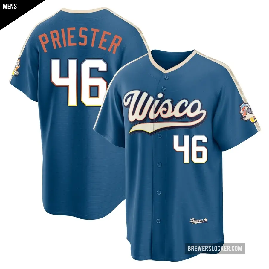 Men's Milwaukee Brewers ＃46 Quinn Priester Limited Blue Mineral 2026 City Connect Stadium Jersey