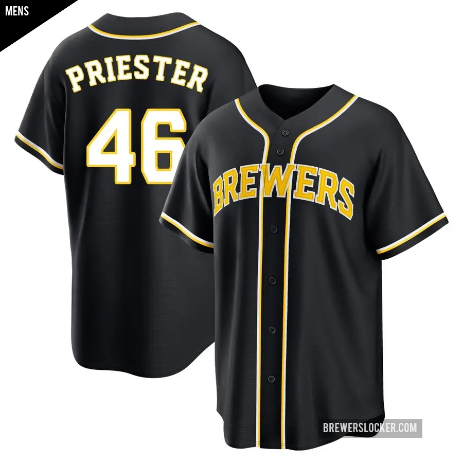 Men's Milwaukee Brewers ＃46 Quinn Priester Replica Black Fashion Out Jersey