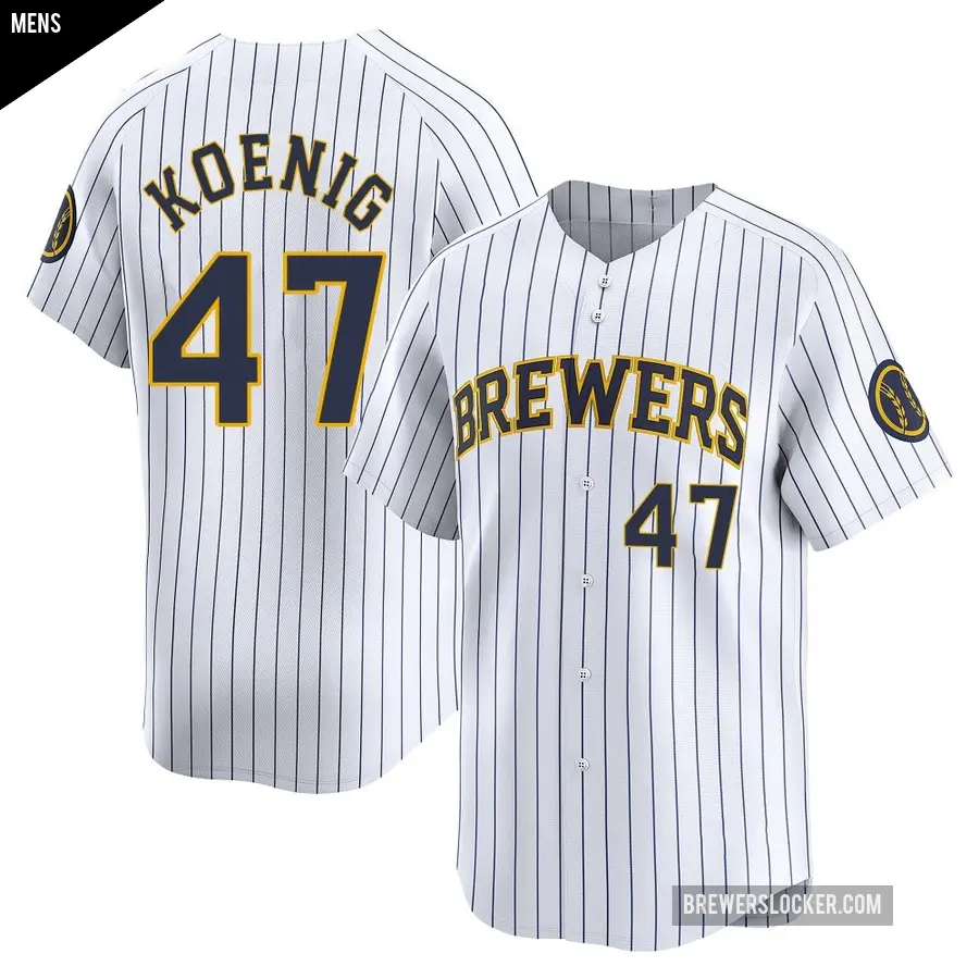 Men's Milwaukee Brewers ＃47 Jared Koenig Limited White Alternate Jersey
