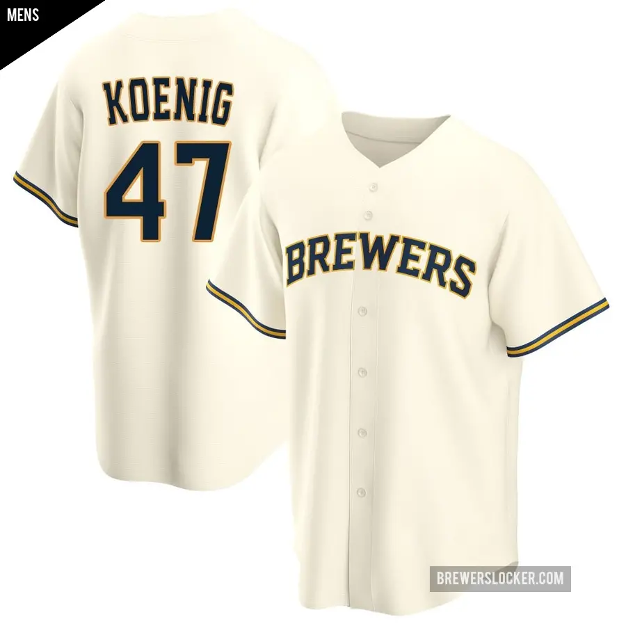 Men's Milwaukee Brewers ＃47 Jared Koenig Replica Cream Home Jersey