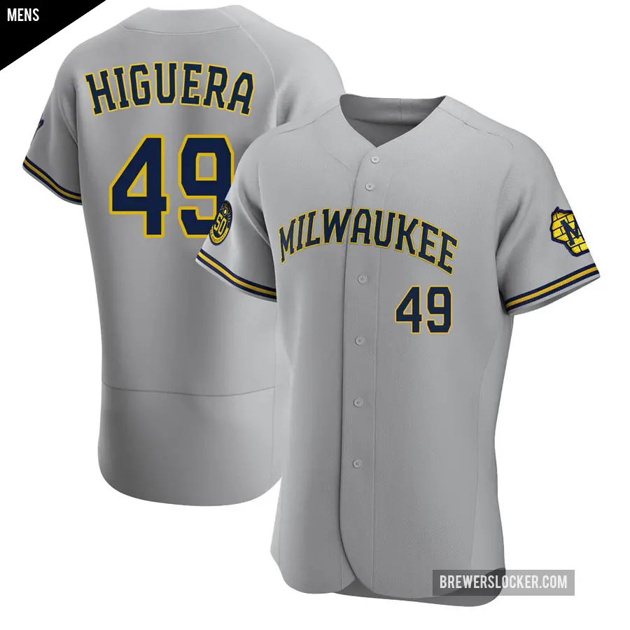 Men's Milwaukee Brewers ＃49 Teddy Higuera Authentic Gray Road Jersey