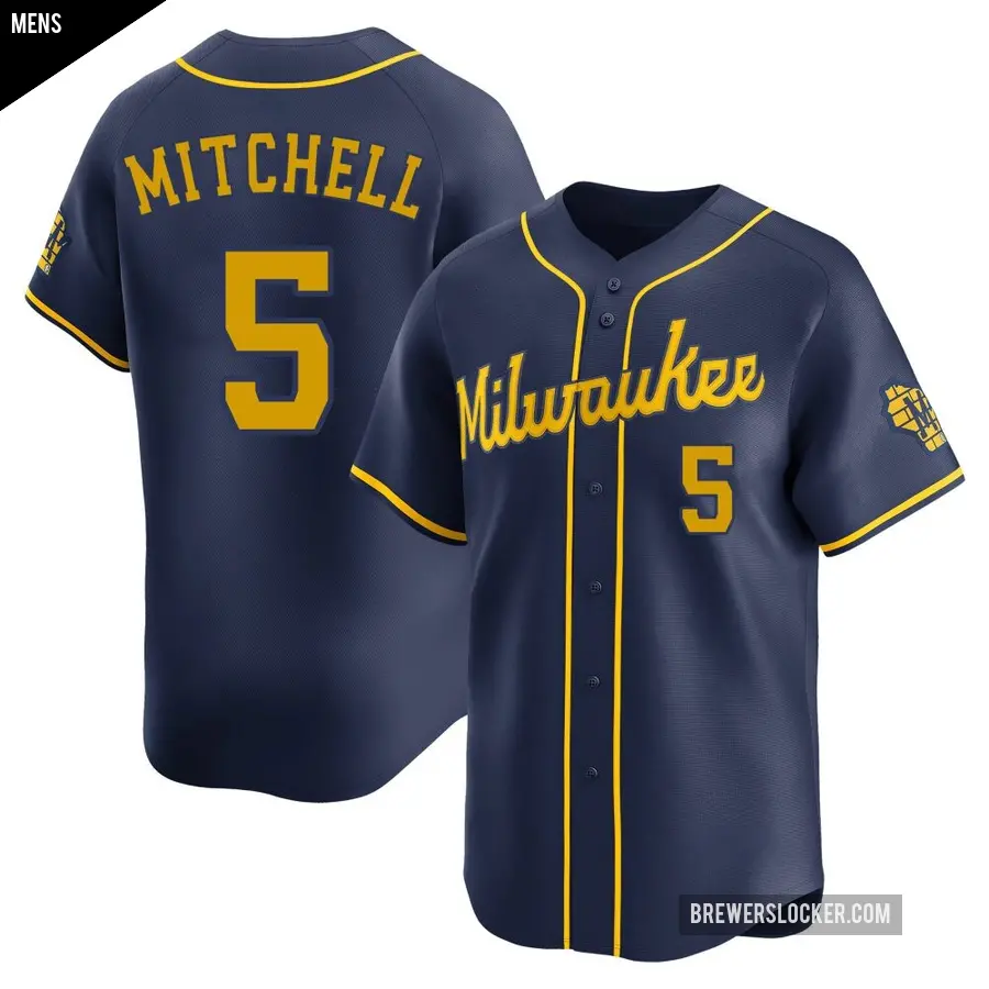 Men's Milwaukee Brewers ＃5 Garrett Mitchell Limited Navy Alternate Jersey