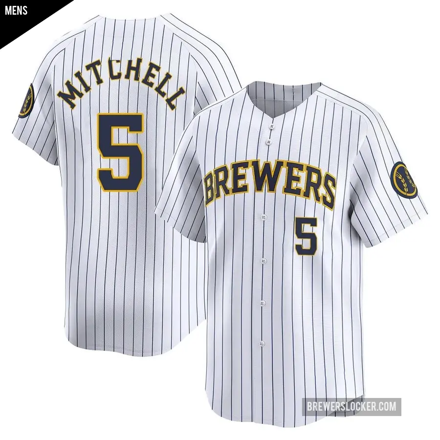 Men's Milwaukee Brewers ＃5 Garrett Mitchell Limited White Alternate Jersey