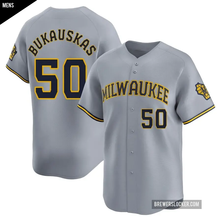 Men's Milwaukee Brewers ＃50 J.B. Bukauskas Limited Gray Away Jersey