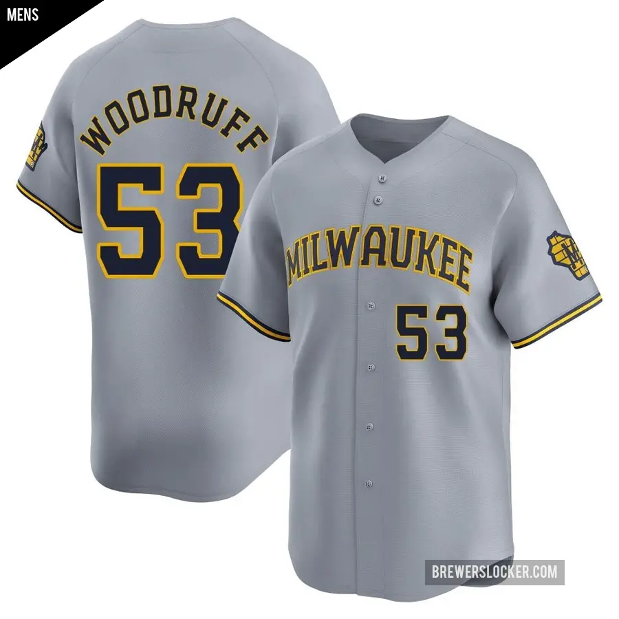 Men's Milwaukee Brewers ＃53 Brandon Woodruff Limited Gray Away Jersey