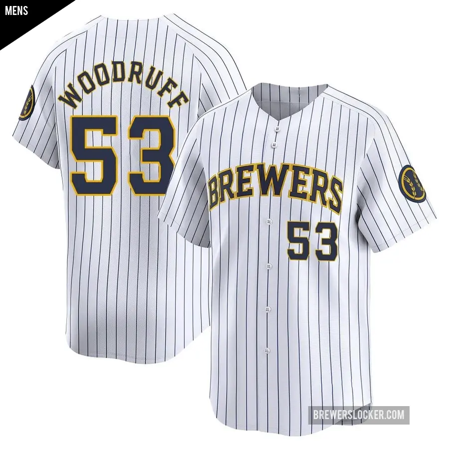 Men's Milwaukee Brewers ＃53 Brandon Woodruff Limited White Alternate Jersey
