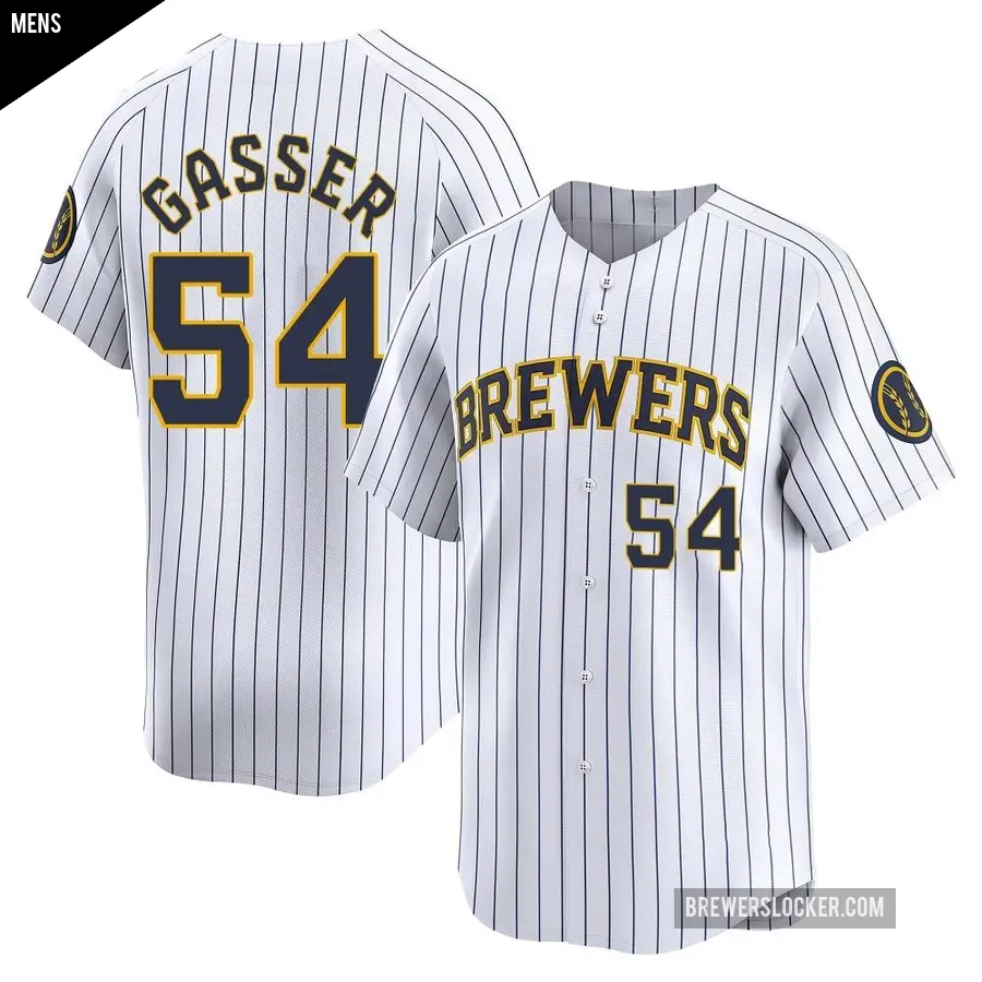 Men's Milwaukee Brewers ＃54 Robert Gasser Limited White Alternate Jersey