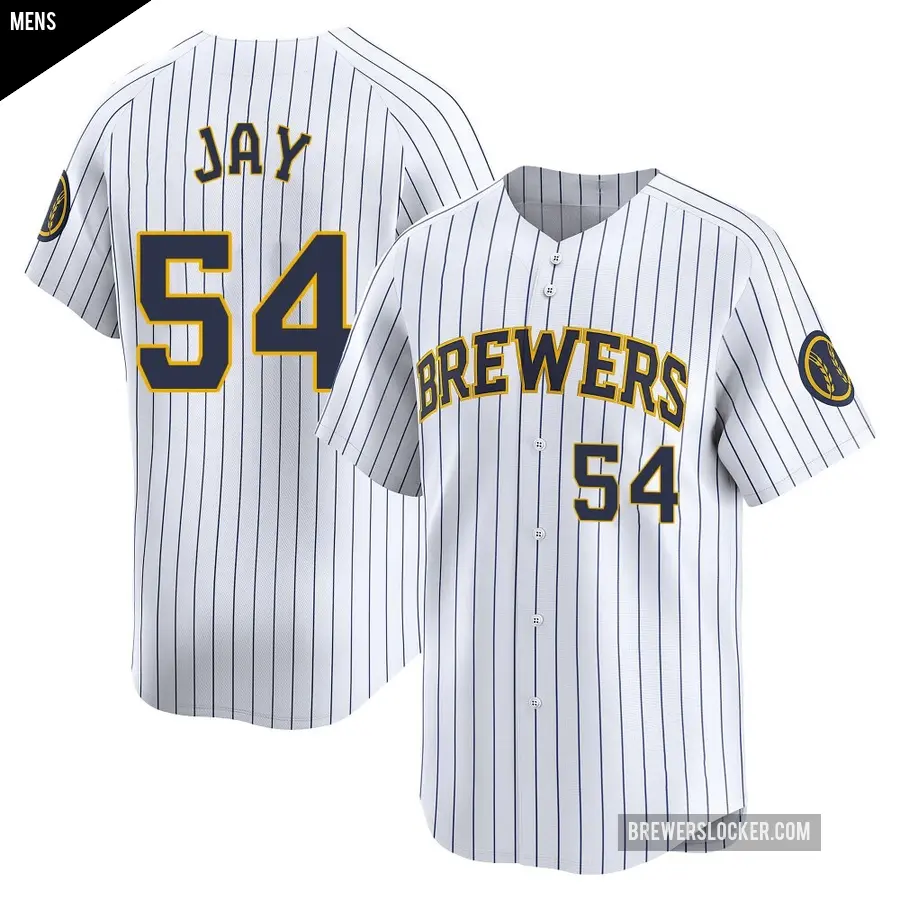 Men's Milwaukee Brewers ＃54 Tyler Jay Limited White Alternate Jersey