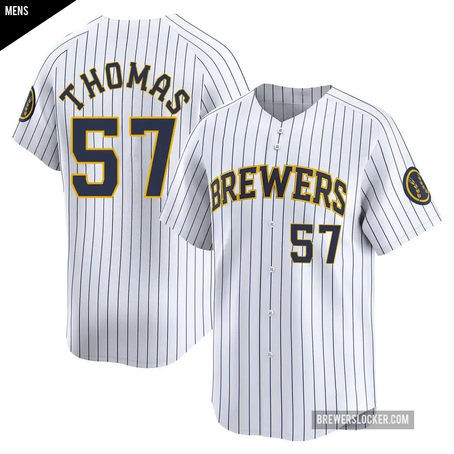 Men's Milwaukee Brewers ＃57 Connor Thomas Limited White Alternate Jersey
