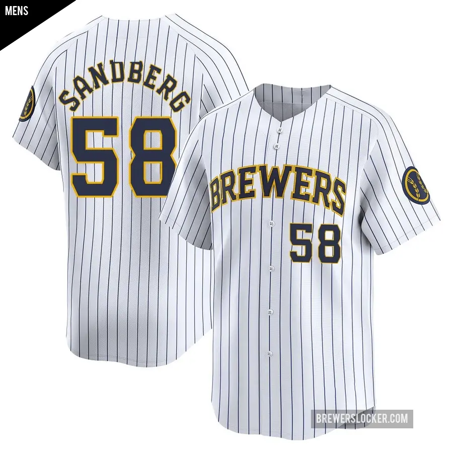 Men's Milwaukee Brewers ＃58 Ryan Sandberg Limited White Alternate Jersey