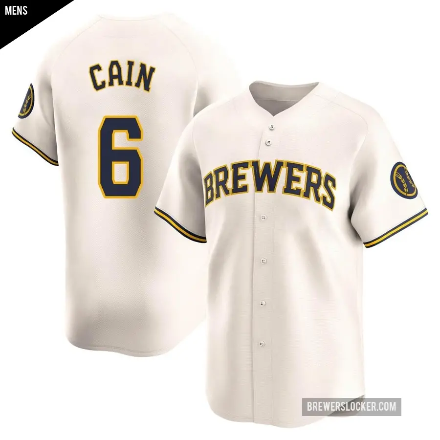 Men's Milwaukee Brewers ＃6 Lorenzo Cain Limited Cream Home Jersey
