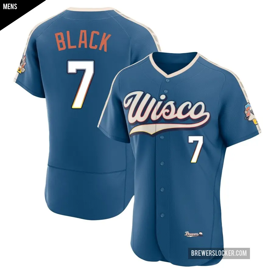 Men's Milwaukee Brewers ＃7 Tyler Black Authentic Blue Mineral 2026 City Connect Stadium Jersey