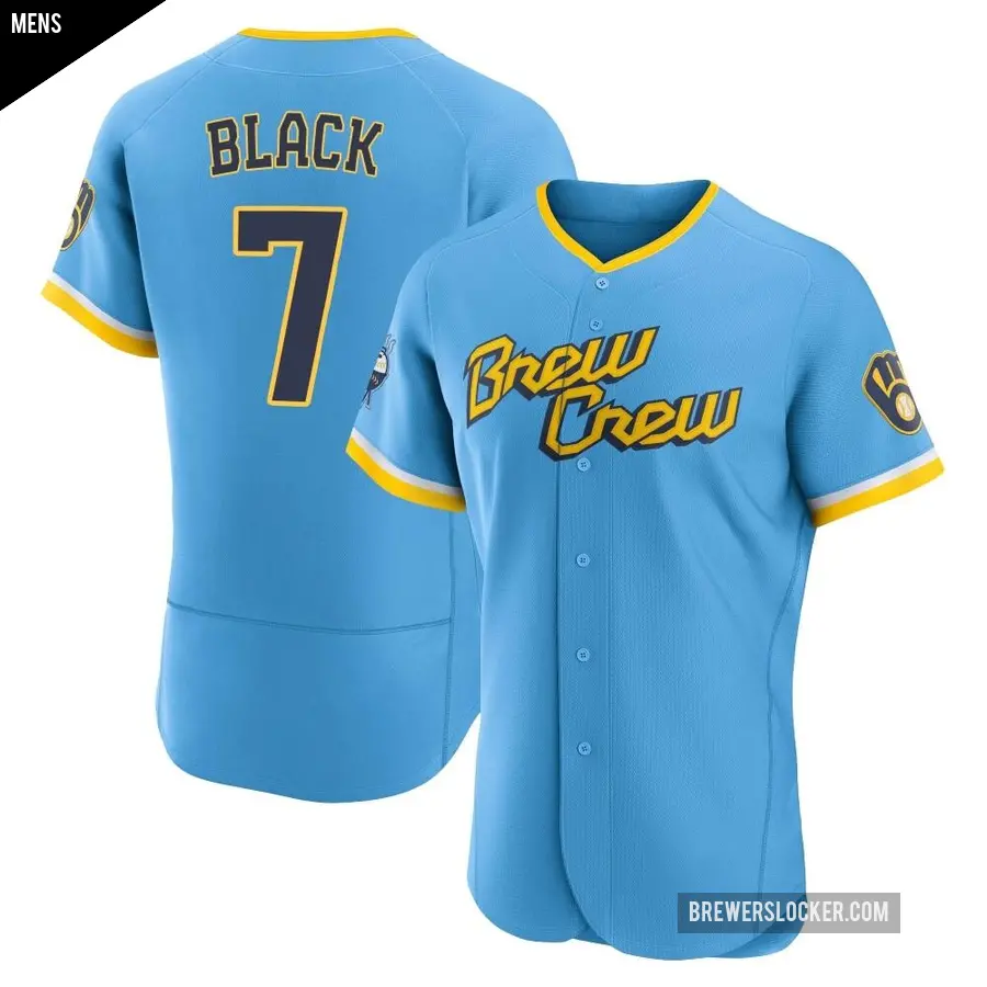Men's Milwaukee Brewers ＃7 Tyler Black Authentic Blue Powder 2022 City Connect Jersey