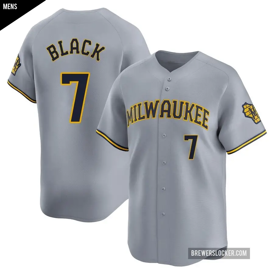 Men's Milwaukee Brewers ＃7 Tyler Black Limited Black Gray Away Jersey