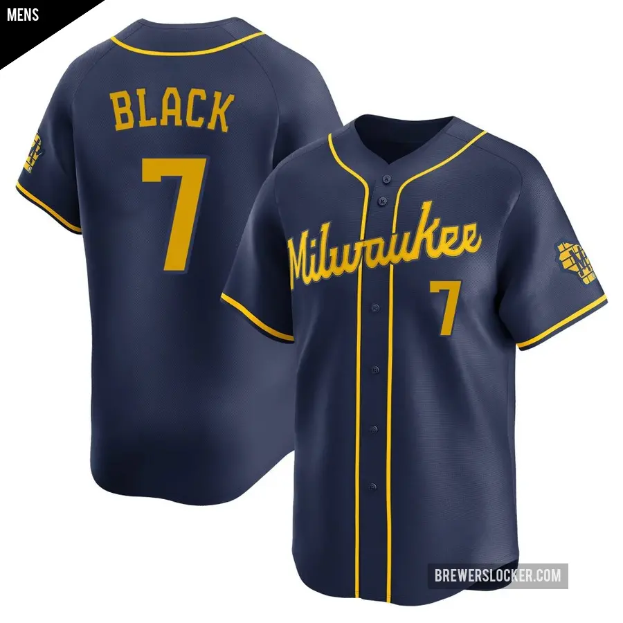 Men's Milwaukee Brewers ＃7 Tyler Black Limited Black Navy Alternate Jersey