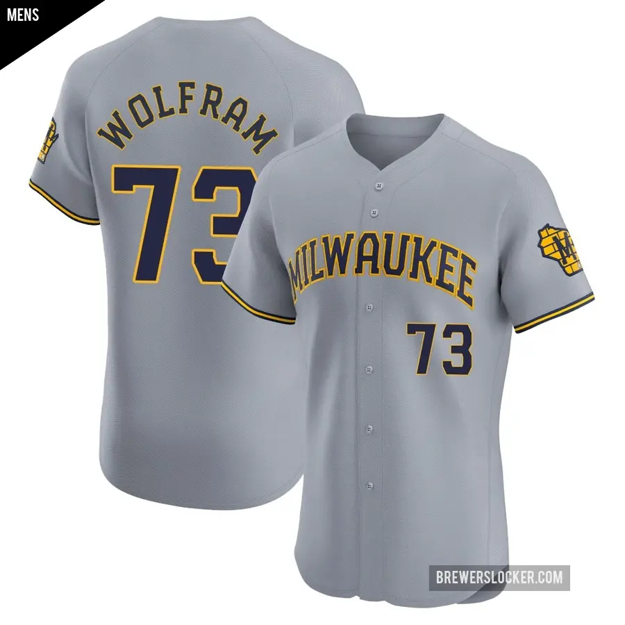Men's Milwaukee Brewers ＃73 Grant Wolfram Elite Gray Road Jersey