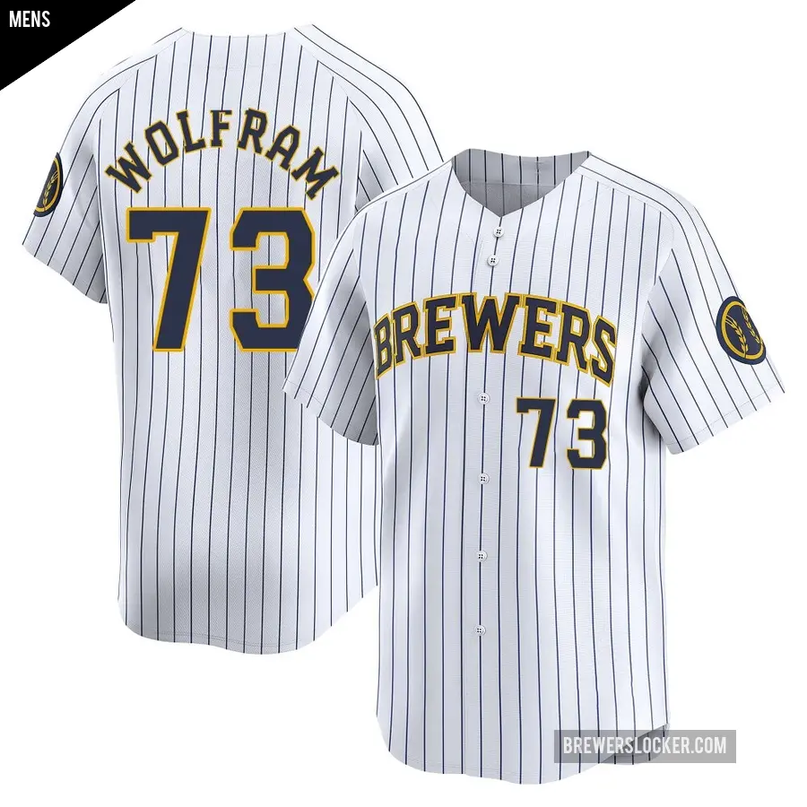 Men's Milwaukee Brewers ＃73 Grant Wolfram Limited White Alternate Jersey
