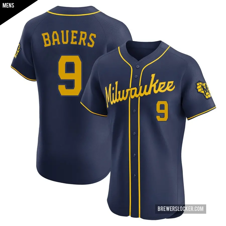 Men's Milwaukee Brewers ＃9 Jake Bauers Elite Navy Alternate Jersey
