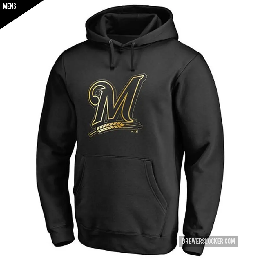 Men's Milwaukee Brewers Gold Collection Pullover Hoodie - Black